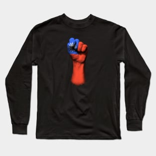 Flag of Taiwan on a Raised Clenched Fist Long Sleeve T-Shirt